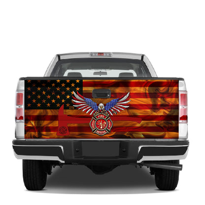 Petthouse | American Firefighter Tailgate Wrap Decal Vinyl Wrap Decal Fireman Pride