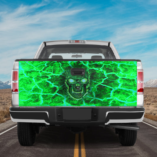 Petthouse | Lava Skull Crack Green Skull Neon Tailgate Decal Skull Halloween Gift