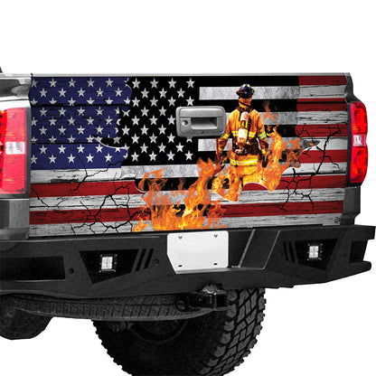 Petthouse | Firefighter Tailgate Wrap, Firefighter Crack Wood Tailgate Wrap, Crack Hole Tailgate Wrap