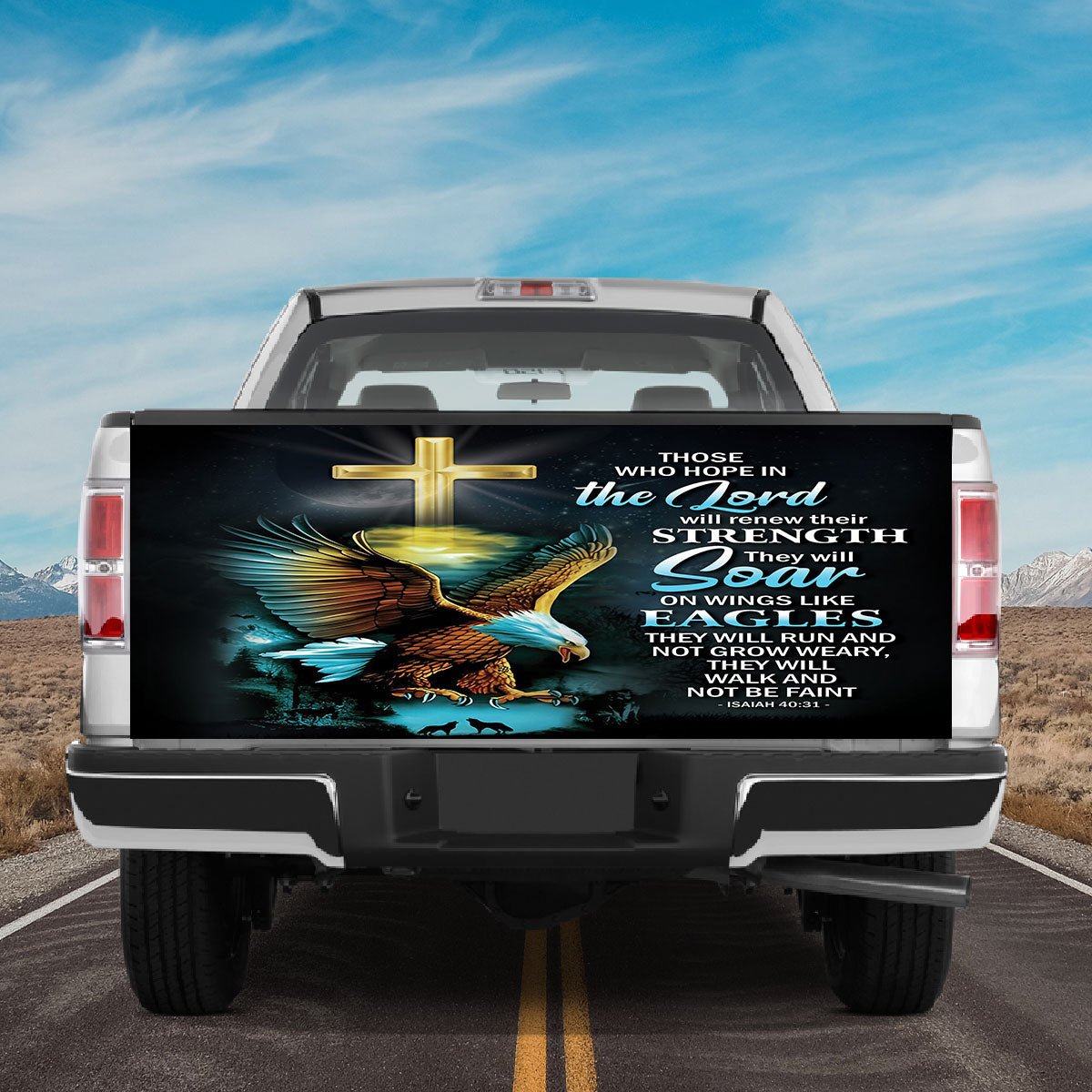 Petthouse | Eagle Cross Truck Tailgate Decal Trust In Lord Tailgate Vinyl Wrap Christian Gift