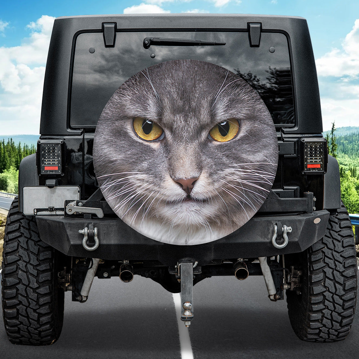 Petthouse | Maine Coon Angry Face Cute Spare Tire Cover Cat Lover Gifts Wheel Cover For Car Cat Addictions