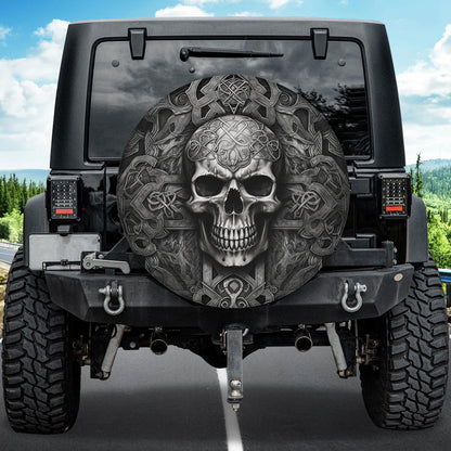 Petthouse | Dark Skull Halloween Spare Tire Cover Happy Halloween's Day October 31th Truck Decoration