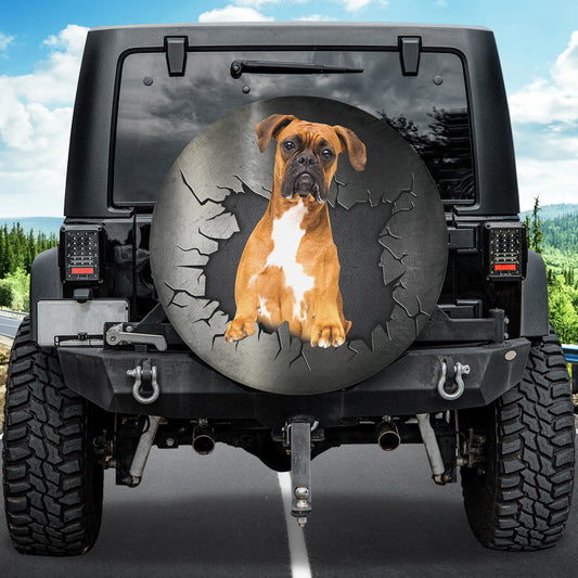 Petthouse | Boxer Peeking Out Crack Hole Series Spare Tire Cover Dog Paw Dog Lover Gift For Mother's Day