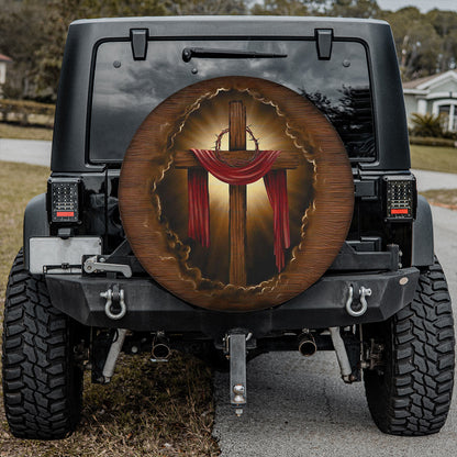 Petthouse | Cross Spare Tire Cover Wood Cross Bible Wheel Cover Christian Faith Gift Idea Decor Car