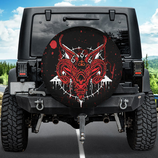 Petthouse | Satan Baphomet Goat Spare Tire Cover Pentagram Demon Satanic Tire Wrap Car Decoration For Christian