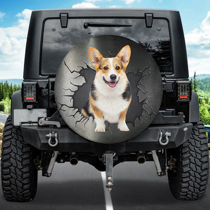 Petthouse | Corgi Cute Dog Spare Tire Cover Dog Paw Print Camper Wheel Cover Dog Dad Waterproof Tire