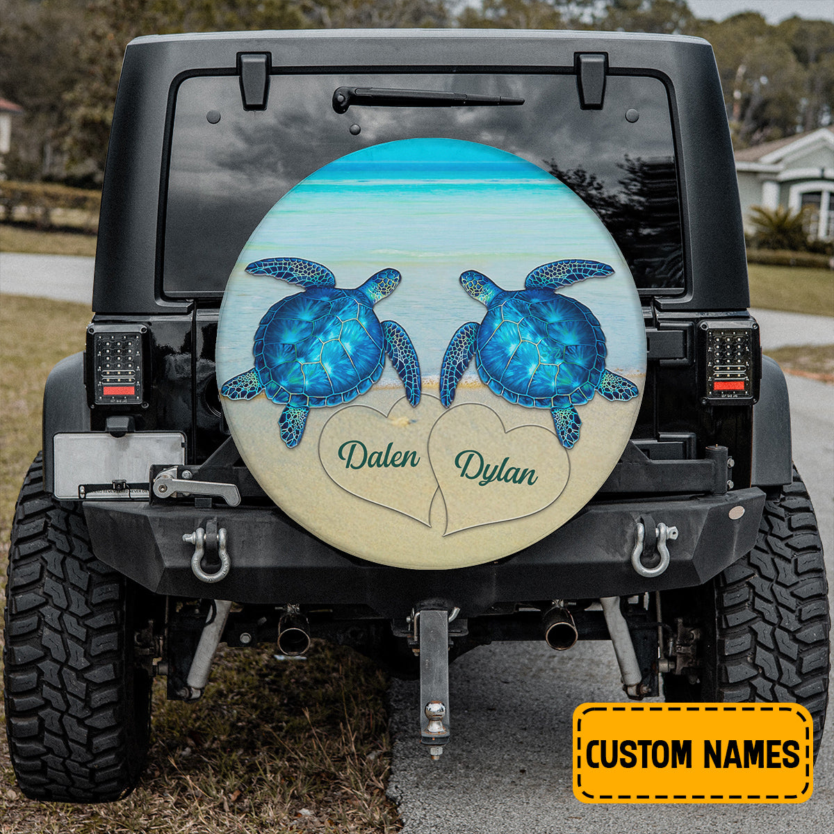 Petthouse | Customized Tire Cover Couple Blue Turtle Tire Cover Couple Turtle Loving Wrap Sea Lover Gift