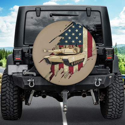 Petthouse | Main Battle Tank American Flag Spare Tire Cover Us Tank Truck Decoration Gift For Dad