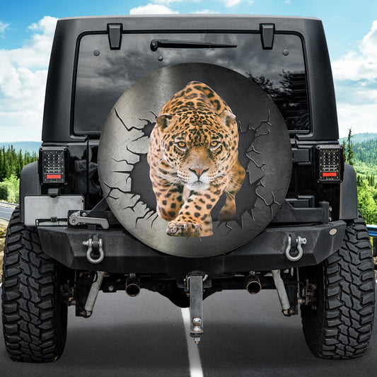 Petthouse | Leopard In Hole Spare Wheel Cover Cracked Car Decoration Wildlife Animal Camper Tire Cover Gifts