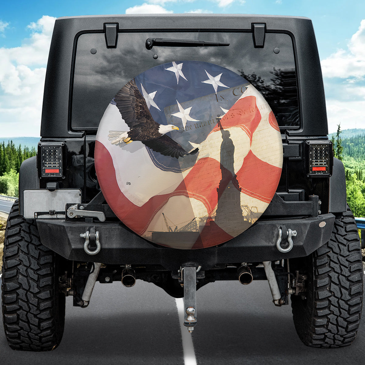 Petthouse | American Bald Eagle Liberty Statue Spare Tire Cover Car Accessories American Patriot Us Flag