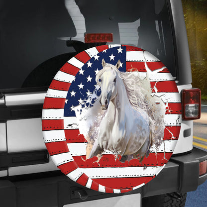 Petthouse | White Horse Spare Tire Cover Horse Usa Flag Independence Day Spare Wheel Cover Car Accessories