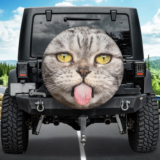 Petthouse | Silver Tabby British Shorthair Cat Funny Cat Tire Cover Animal Tire Protectors Car Accessories