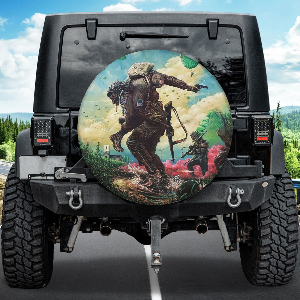 Petthouse | American Veteran Memorial Day Spare Tire Cover Soldier Military Truck Decor Grandpa Daddy Gift