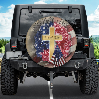 Petthouse | Christian Cross 4th Of July Spare Tire Cover Happy Independence Day American Lovers Gift