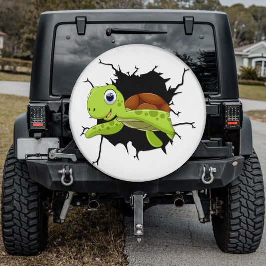 Petthouse | Cartoon Turtle Spare Tire Cover Sea Turtle Tire Cover Turtle From Crack Cover Car Decoration