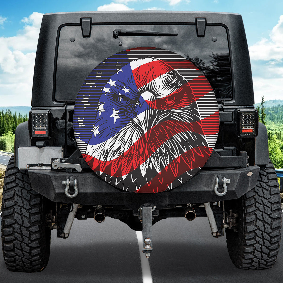 Petthouse | Eagle Head Spare Tire Cover American Flag Tire Protector New Car Gift Wheel Tire Covers