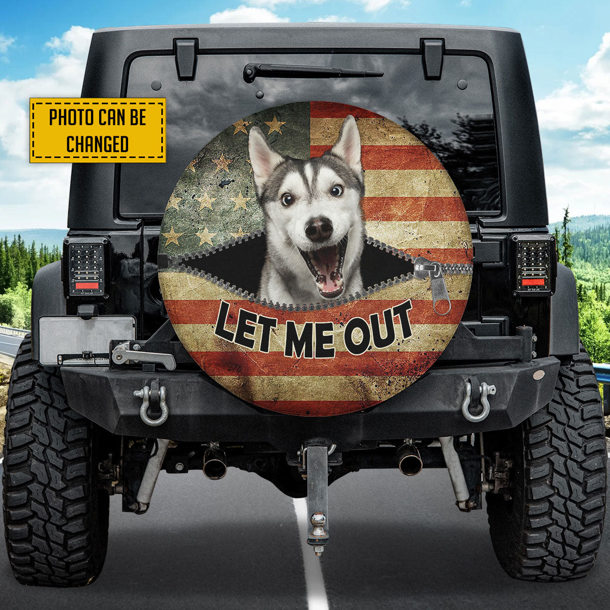 Petthouse | Customizable Tire Cover Dog Funny Husky Siberian Spare Tire Cover Trailer Tire Cover