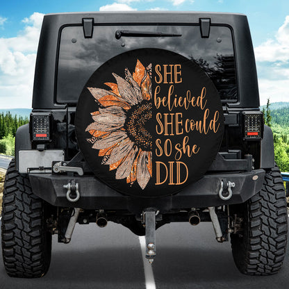 Petthouse | Sunflower Tire Protector She Believed She Could Spare Tire Cover New Car Gift Car Accessory