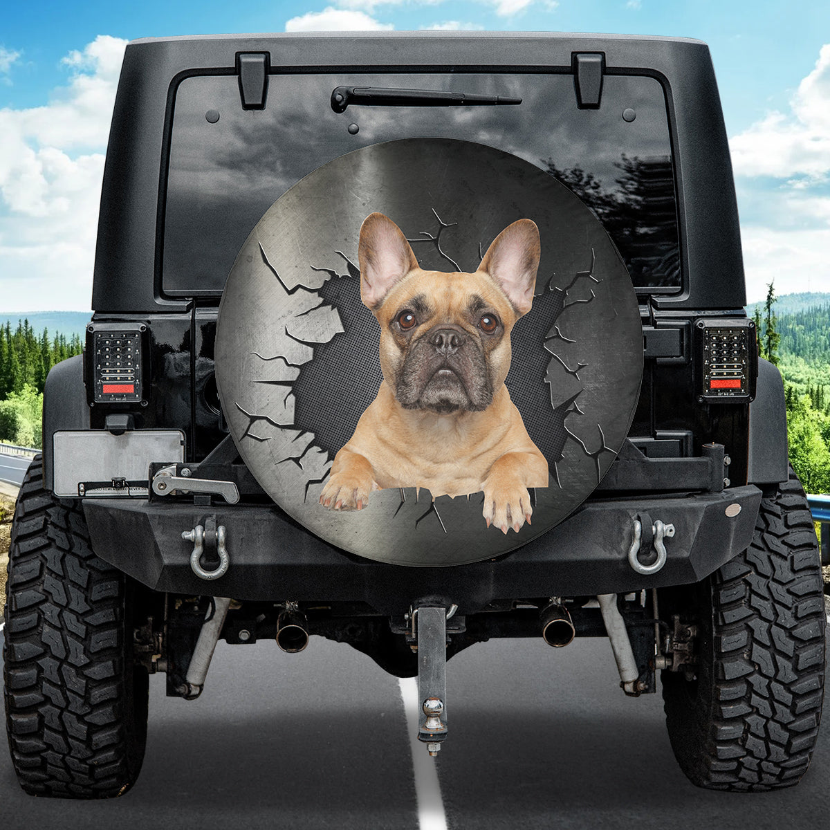 Petthouse | Fawn French Bulldog Universal Spare Wheel Covers Funny Dog Crack Truck Trailer Accessories