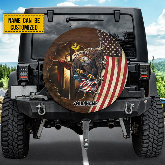 Petthouse | One Nation Under God Spare Tire Cover Eagle American Flag Spare Tire Cover Patriot Gift