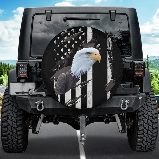 Petthouse | American Eagle Spare Tire Cover American Flag Crack Tire Cover Vintage Art Tire Cover Car Decorate