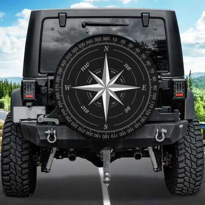 Petthouse | Compass Rose Black Spare Tire Cover Wheel Covers Accessories Spare Wheel Cover Truck Decoration