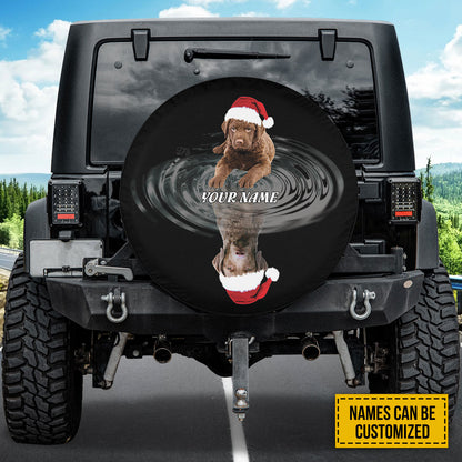 Petthouse | Custom Name Chesapeake Bay Retriever Santa Hat Spare Tire Cover, Retriever Owner Christmas Gift