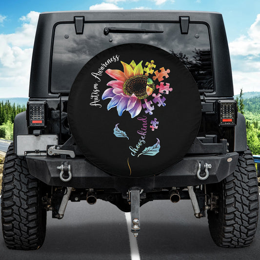 Petthouse | Autism Awareness Month Universal Spare Tire Cover Sunflower Puzzles Tire Cover Choose Kind