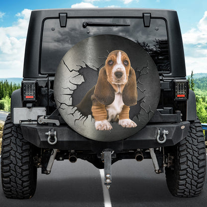 Petthouse | Basset Hound Puppy Spare Wheel Cover Dog Crack Hole Printed Tire Protector Fun Car Decor