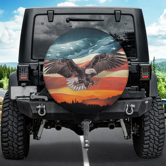 Petthouse | Eagle American Flag Spare Tire Cover Independence Day 4th Of July American Family Gifts Car Decor