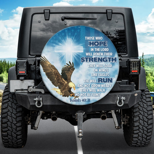 Petthouse | Christ Eagle Spare Tire Cover Those Who Hope Tire Wrap American Christ Cover Car Decoration