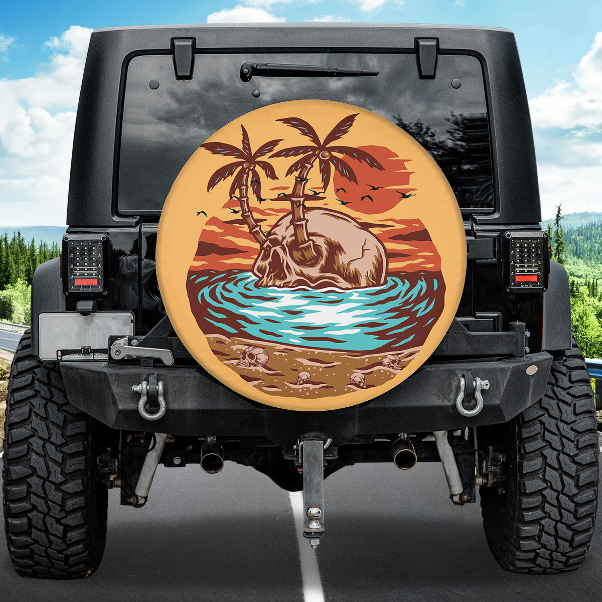 Petthouse | Skull Summer Beach Spare Tire Cover Skull Tire Cover Skull Ireland Tire Wrap Car Decoration