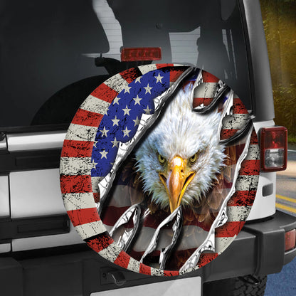 Petthouse | Bald Eagle American Flag Tear Runge Spare Tire Cover Car Decor American Patriot