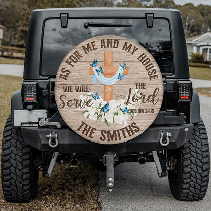 Petthouse | We Will Serve The Lord Tire Cover As For Me And My House Tire Wrap Christ Cross Tire Wrap Car Decor