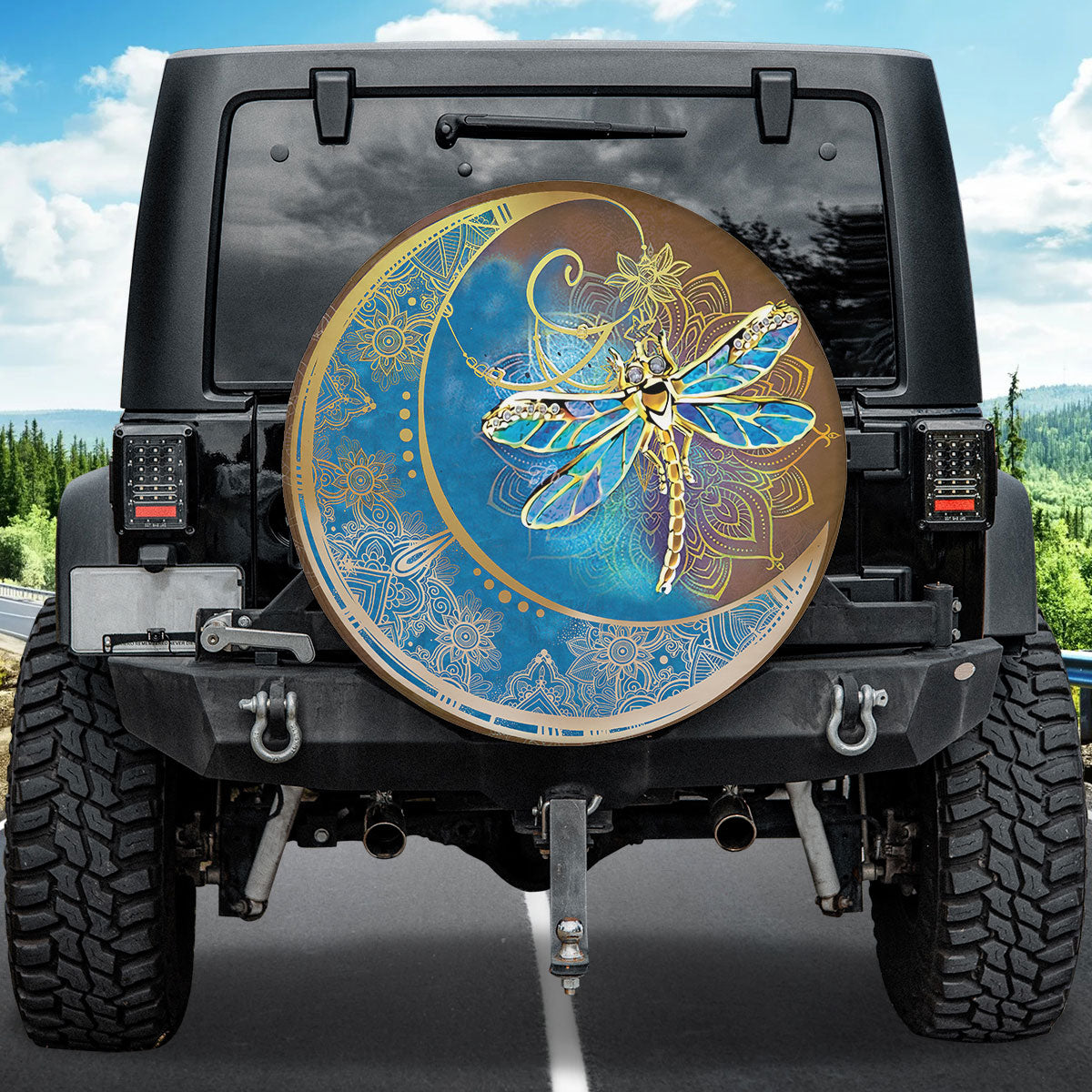 Petthouse | Beautiful Dragonfly Moon Mandala Spare Tire Cover Truck Decoration Gift For Family