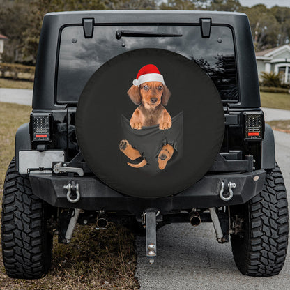 Petthouse | Dachshund Relax In Cracked Pocket Tire Wrap, Puppy Dachshund Spare Tire Cover, Pet Lover