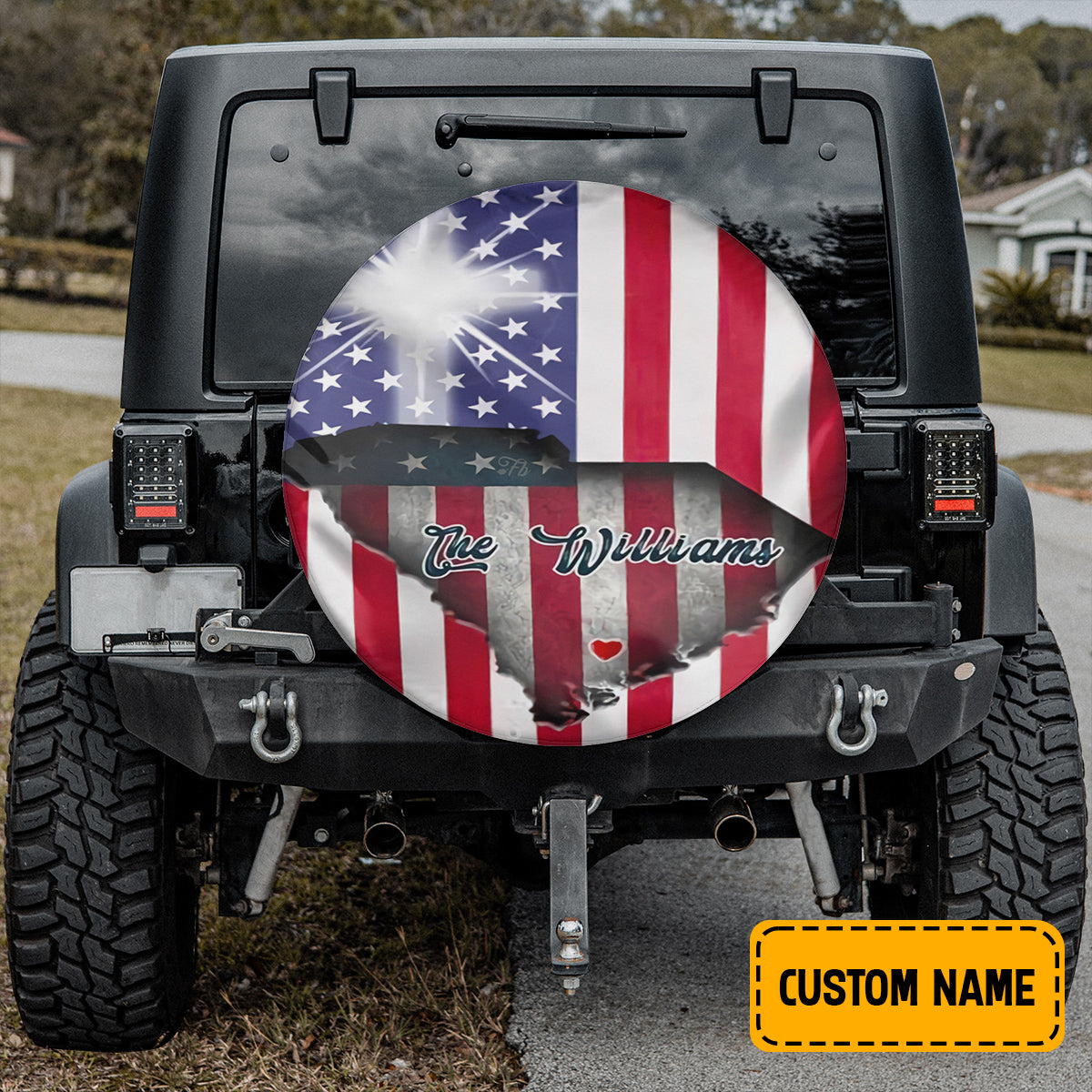 Petthouse | Customized Tire Cover America Jesus Cross Tire Cover America Flag Tire Wrap Car Decoration