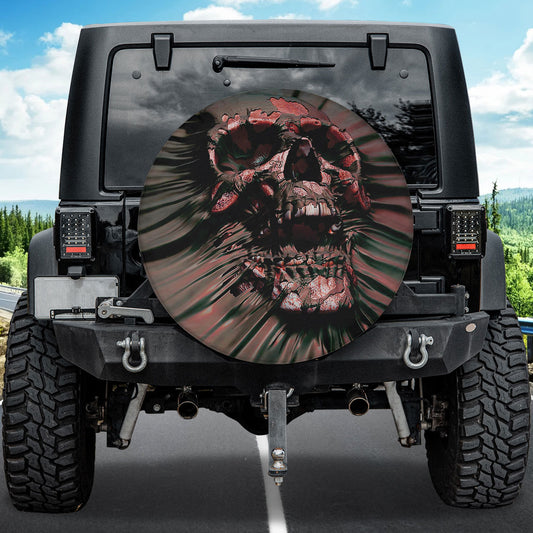 Petthouse | Horror Skull Spare Tire Cover Skull Skeleton Bones Camper Tire Cover Spare Wheel Cover Truck Decor