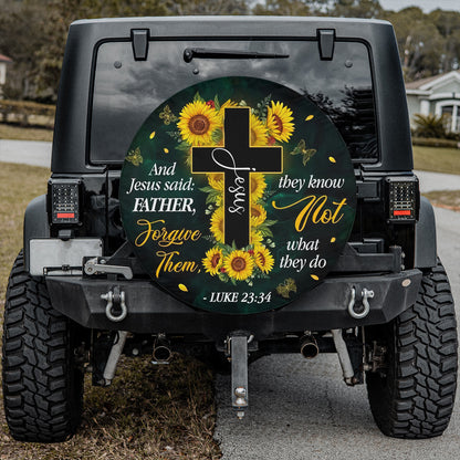 Petthouse | Christ Cross Tire Cover Sunflower Cross Cover Jesus Said Tire Cover Car Decoration