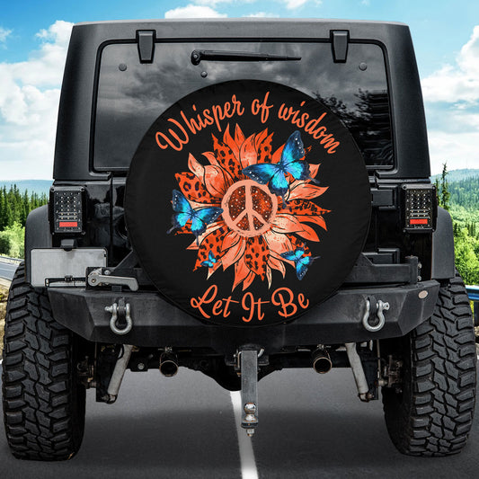 Petthouse | Hippie Peace Sunflower Butterfly Spare Tire Cover Whisper Of Wisdom Truck Decoration