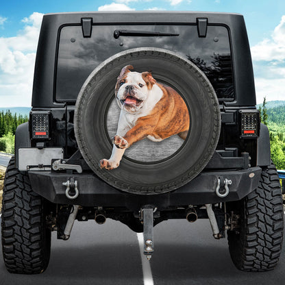 Petthouse | English Bulldog Camper Tire Cover Dog Jump Out Car Tire Wheel Tire Covers Fun Car Accessories