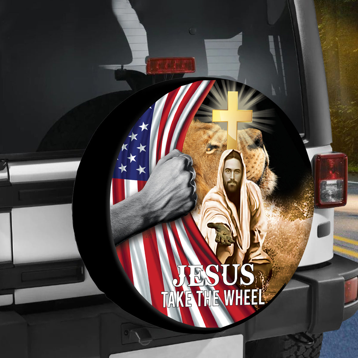 Petthouse | Jesus Take The Wheel Jesus Christ Lion Of Judah Spare Tire Cover Car Accessories American Flag