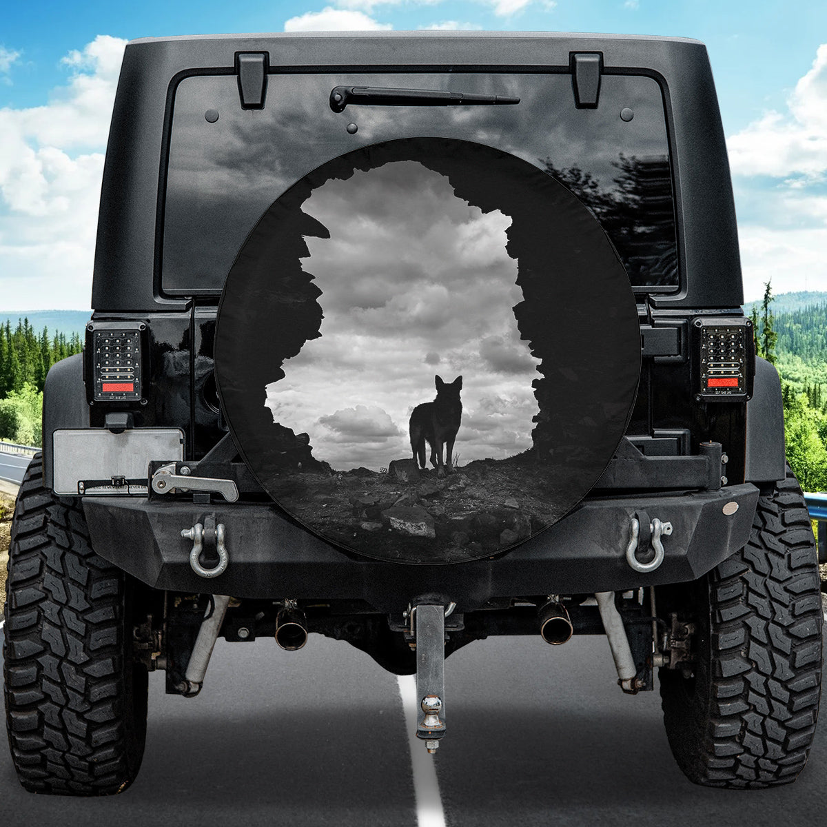 Petthouse | Super Blood Wolf Moon Rituals Spare Tire Cover, Hunting Wolf Tire Cover, Wolf Lover