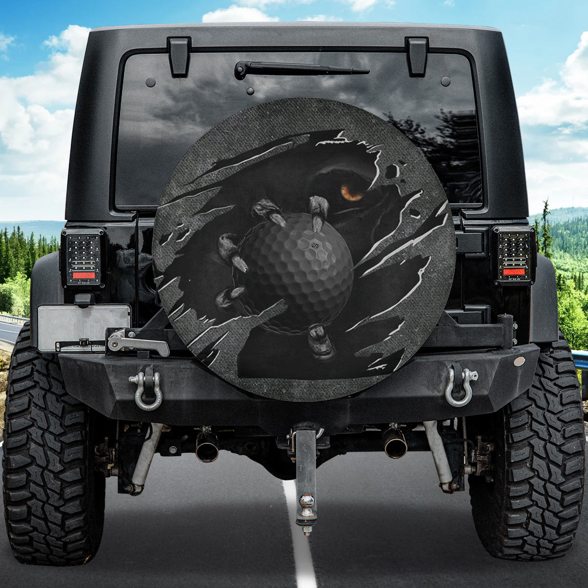 Petthouse | Golf Ball Spare Tire Cover Golf Eagle Scratch Print Spare Wheel Cover Golf Player Independence Day