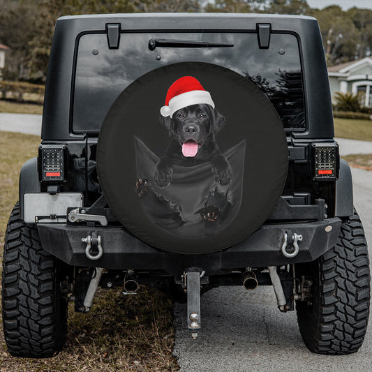 Petthouse | Black Retriever In Pocket Car Accessories, Santa Retriever Christmas Tire Wrap, Pet Lover