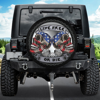 Petthouse | Skull Usa Flag Print Spare Tire Cover Mechanic Dad Independence Day Wheel Cover Live Free Or Die