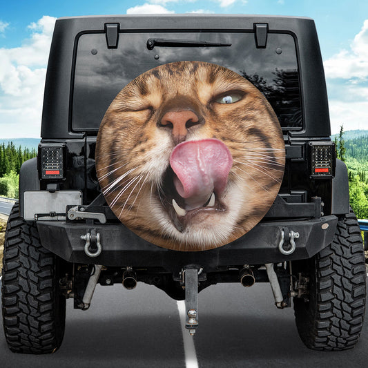 Petthouse | Bengal Cat Licking Lips Spare Tire Covers Wheel Cover Car Accessories Cat Lover Gifts Idea