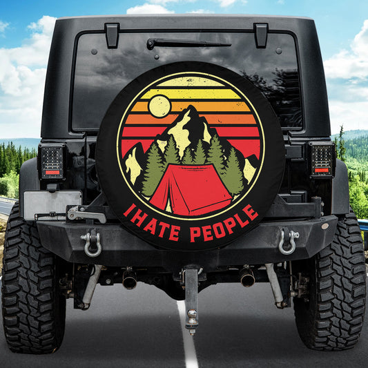 Petthouse | I Hate People Spare Tire Cover Camping Tire Cover Retro Vintage Art Tire Wrap Accessories