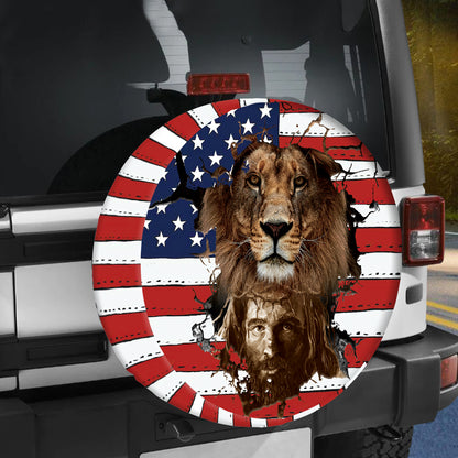 Petthouse | Lion Jesus Spare Tire Cover American Flag Tire Cover Lion Of Judah Cover Christian Car Decoration