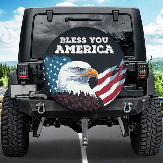 Petthouse | Bless You America Eagle Spare Tire Cover United States Eagle Truck Decoration Patriot Gift